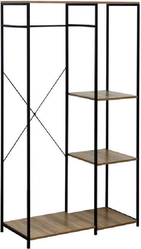 Industrial Coat Rack With Storage Space - Standing Coat Rack - Garderob med kappställ - Industrial - Metal & Wood - 167 x 90 x 40,4 cm
