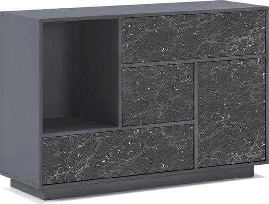 Sideboard - Sideboard Cabinet - Arrangör - Sideboard Modern - Sideboard Bedroom - Archive Cabinet Office - 120x40x86cm - Svart/marmor
