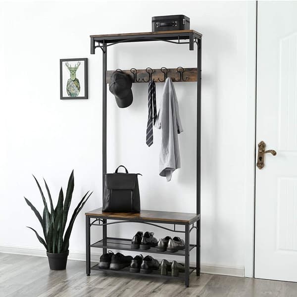 Garderobestativ - industrielt - med knagerække - 80x30x178,5 cm
