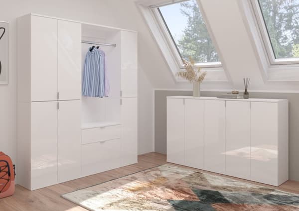 ProjektX garderob uppsättning 7 dörrar, 1 låda vit.