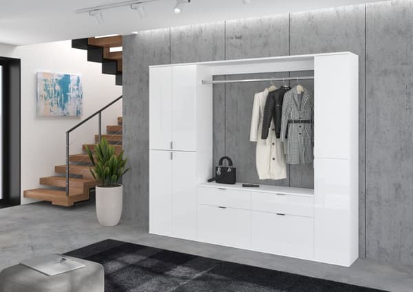 ProjektX garderobe oppstilling 8 dører, 2 skuffer hvit.