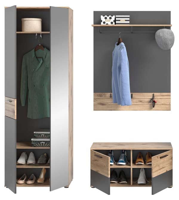 Mason garderobe oppstilling 4 dører eik dekor.