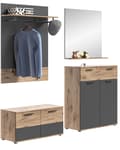 Miniatyrbilde 1 av 10: Mason garderobe oppstilling 4 dører, 1 skuff eik dekor.