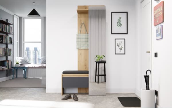 Torino garderobe oppstilling 3 knagger eik dekor.