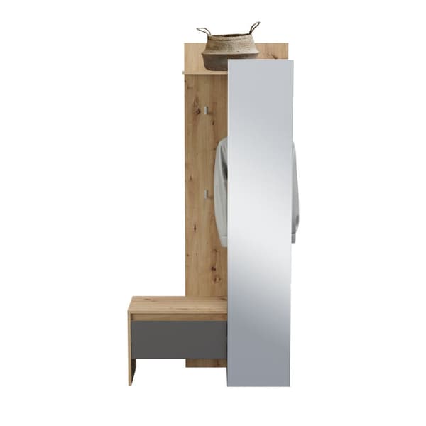 Torino garderobe oppstilling 3 knagger eik dekor.