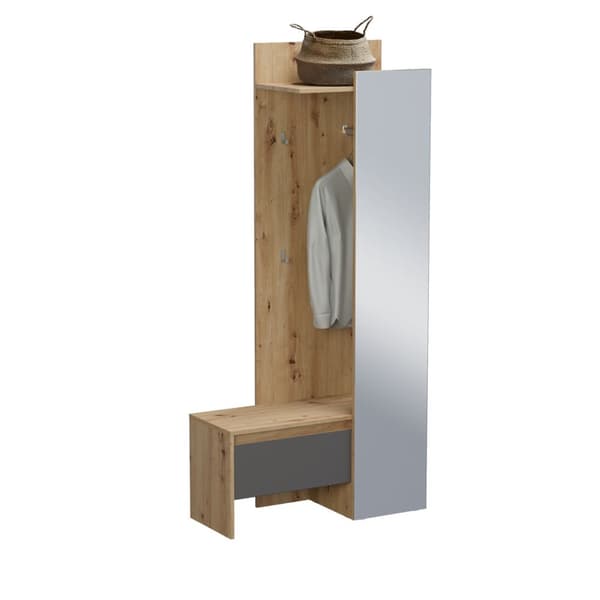 Torino garderobe oppstilling 3 knagger eik dekor.