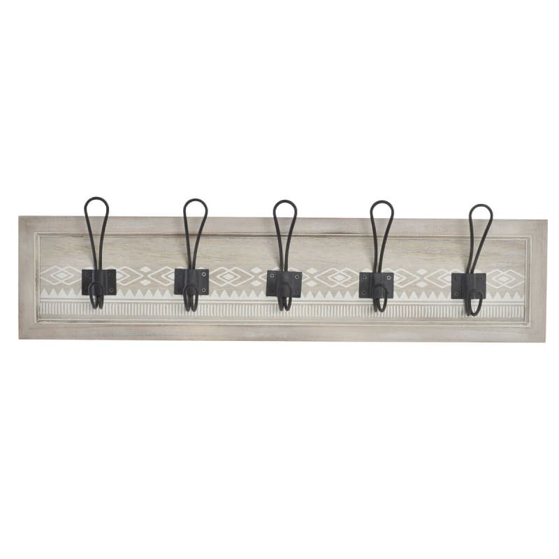 Wall mounted coat hanger DKD Home Decor Metal Wood Border Boho (64 x 5 x 18 cm)