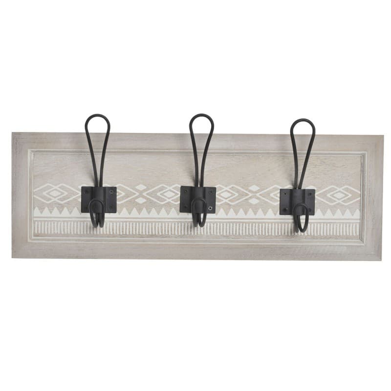 Wall mounted coat hanger DKD Home Decor Metal Wood Border (44 x 5 x 19 cm)