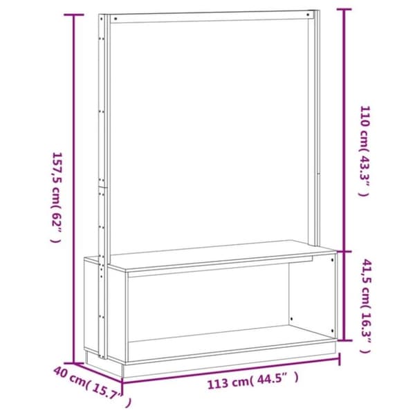 Klädställning med skohylla vit 113x40x157,5 cm massiv furu