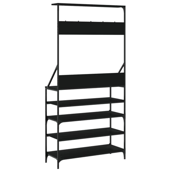 tøjstativ med skoopbevaring 90x34x184 cm sort