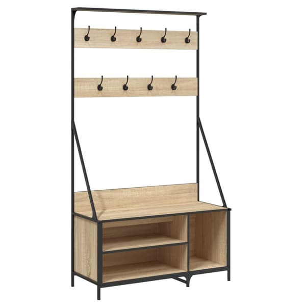 tøjstativ med skoopbevaring 100x41x184 cm sonoma-eg