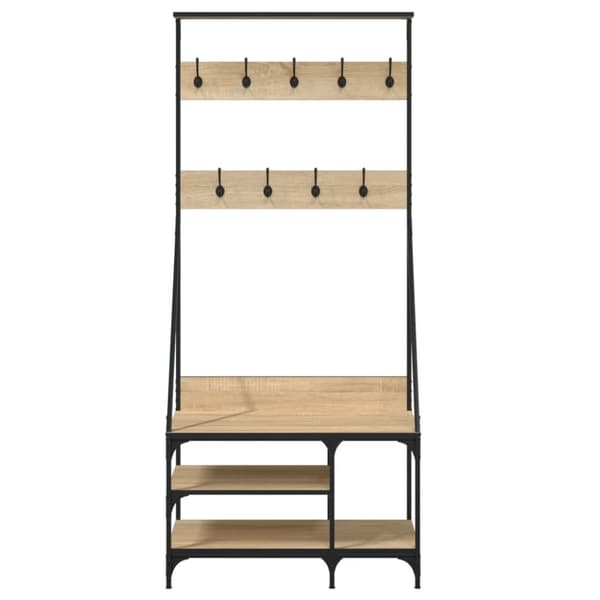 tøjstativ med skoopbevaring 80x40x184 cm sonoma-eg