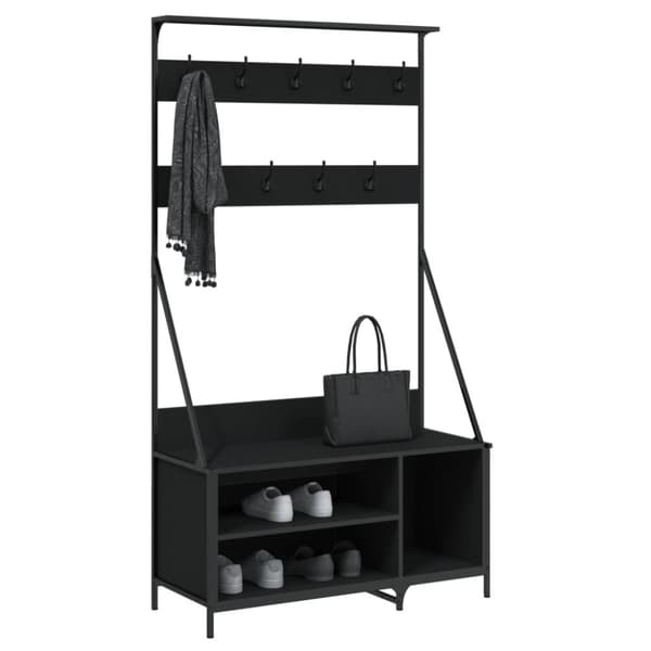 tøjstativ med skoopbevaring 100x41x184 cm sort