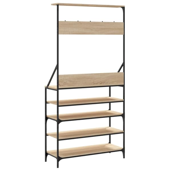 tøjstativ med skoopbevaring 90x34x184 cm sonoma-eg