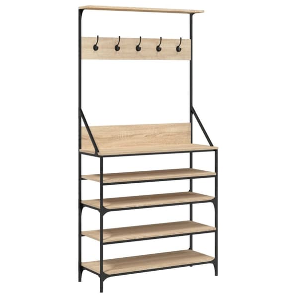 tøjstativ med skoopbevaring 90x34x184 cm sonoma-eg