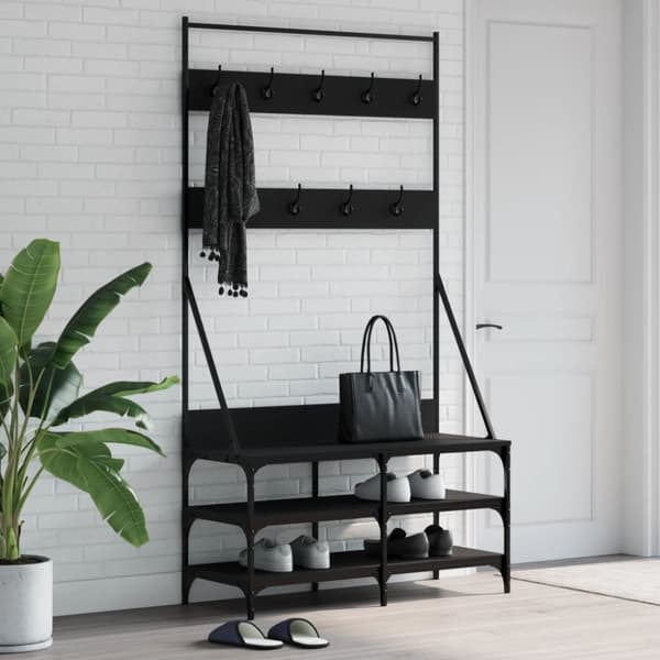 tøjstativ med skoopbevaring 100x40x184 cm sort