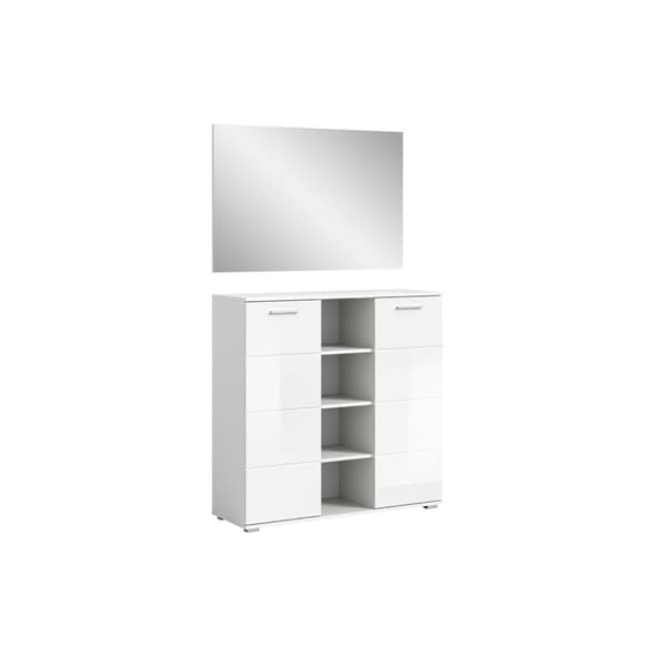 Prego garderobe oppstilling 2 deler høyglans hvitt, hvit.