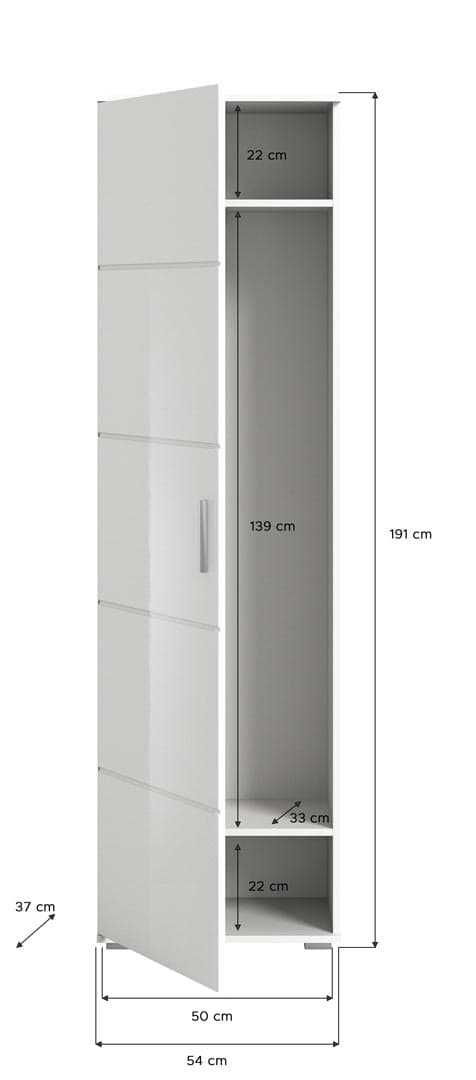 Prego garderobe oppstilling 3 deler høyglans hvitt, hvit.