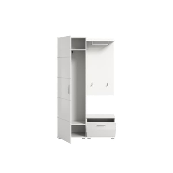 Prego garderobe oppstilling 3 deler høyglans hvitt, hvit.