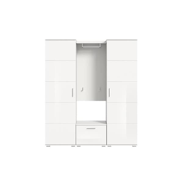 Prego garderobe oppstilling 4 deler høyglans hvitt, hvit.