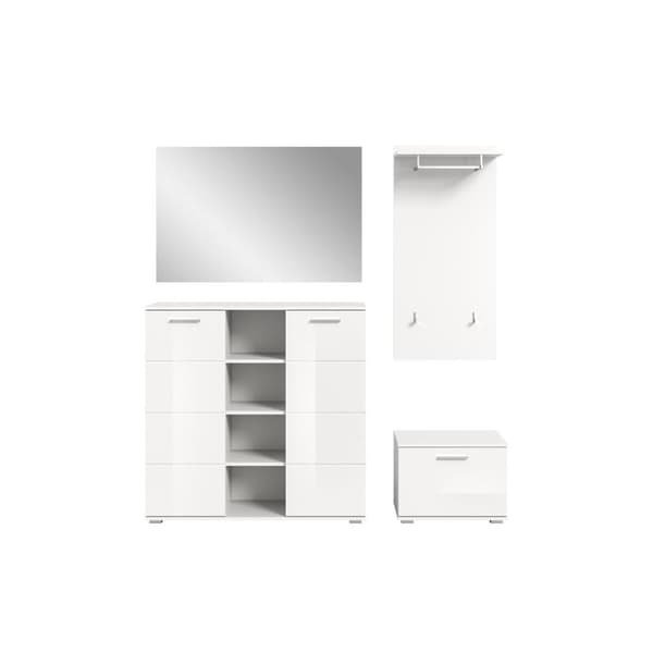 Prego garderobe oppstilling 4 deler høyglans hvitt, hvit.