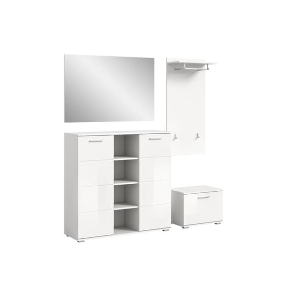 Prego garderobe oppstilling 4 deler høyglans hvitt, hvit.
