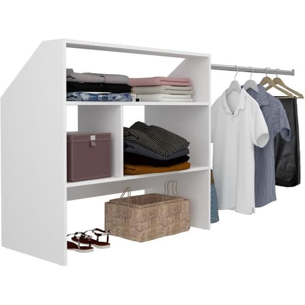 ARTIC EKIPA vindsdressing - Vit melamindekor - 1 garderob - L197 x D50 x H94 cm
