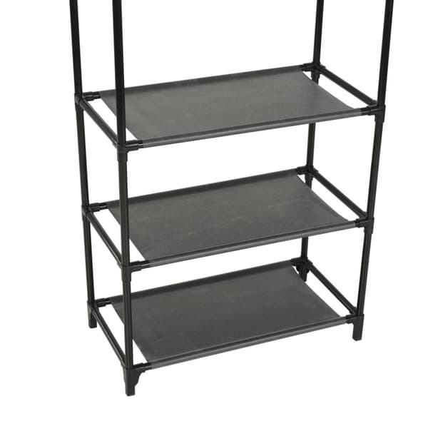 vidaXL Vaatenaulakko teräs ja kuitukangas 55x28,5x175 cm musta -  Vaatehuoneen järjestely & vaaterekit
