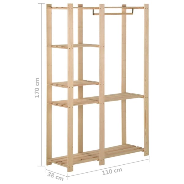 vidaXL Vaatenaulakko 110x38x170 cm täysi mänty -  Vaatehuoneen järjestely & vaaterekit