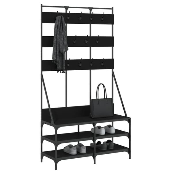 vidaXL tøjstativ med skoopbevaring 100x40x184 cm sort -  Tøjstativer
