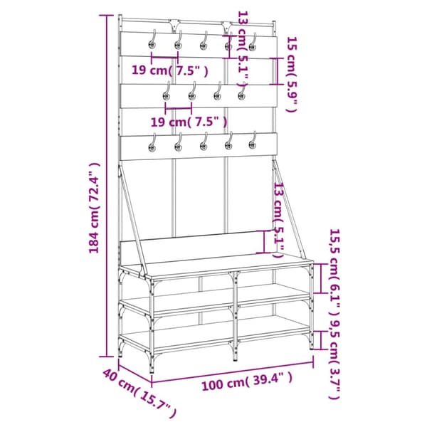 vidaXL tøjstativ med skoopbevaring 100x40x184 cm sort -  Tøjstativer