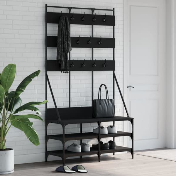 vidaXL tøjstativ med skoopbevaring 100x40x184 cm sort -  Tøjstativer