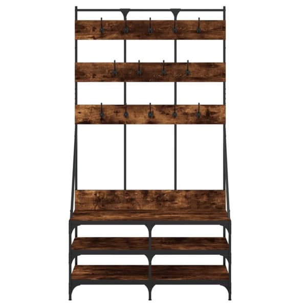 vidaXL tøjstativ med skoopbevaring 100x40x184 cm røget egetræsfarve -  Tøjstativer