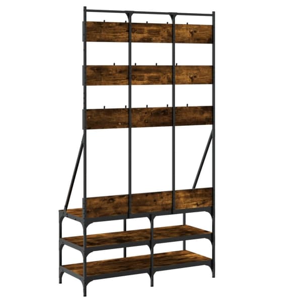 vidaXL tøjstativ med skoopbevaring 100x40x184 cm røget egetræsfarve -  Tøjstativer