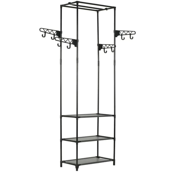 The Living Store tøjstativ 55x28,5x175 cm stål og ikke-vævet stof sort -  Tøjstativer