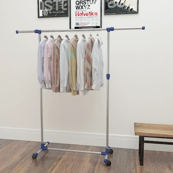 The Living Store justerbart tøjstativ rustfrit stål 165 x 44 x 150 cm sølvfarvet -  Tøjstativer