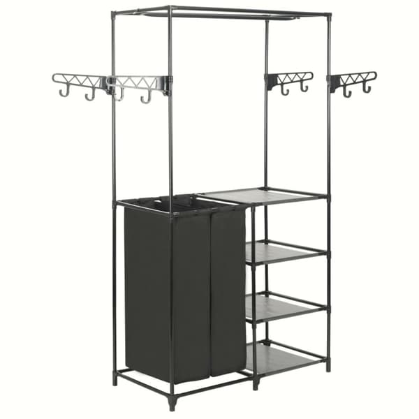 The Living Store tøjstativ 87x44x158 cm stål og ikke-vævet stof sort -  Tøjstativer