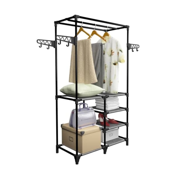 The Living Store tøjstativ 87x44x158 cm stål og ikke-vævet stof sort - Tøjstativer