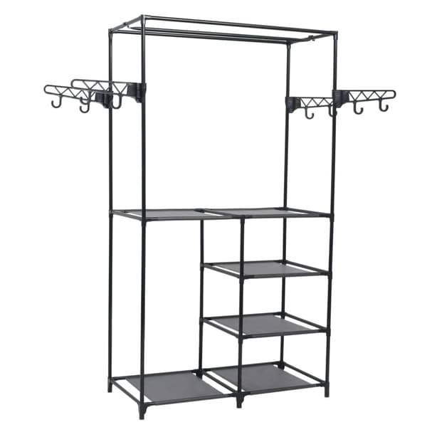 The Living Store tøjstativ 87x44x158 cm stål og ikke-vævet stof sort - Tøjstativer