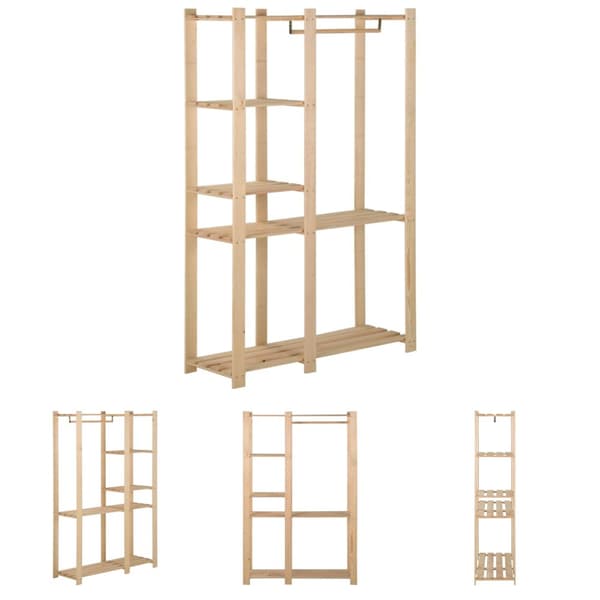 The Living Store Vaatenaulakko 110x38x170 cm täysi mänty -  Vaatehuoneen järjestely & vaaterekit