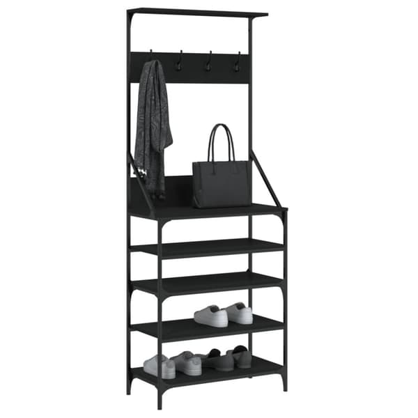 The Living Store tøjstativ med skoopbevaring 70x34x184 cm sort -  Tøjstativer