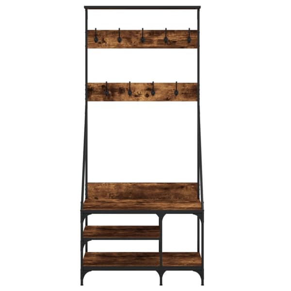 The Living Store tøjstativ med skoopbevaring 80x40x184 cm røget egetræsfarve -  Tøjstativer