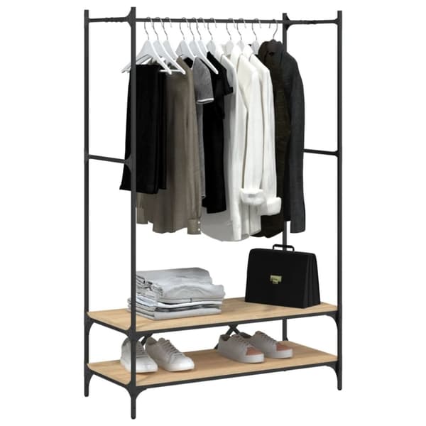 The Living Store tøjstativ med hylder konstrueret træ sonoma-eg -  Tøjstativer