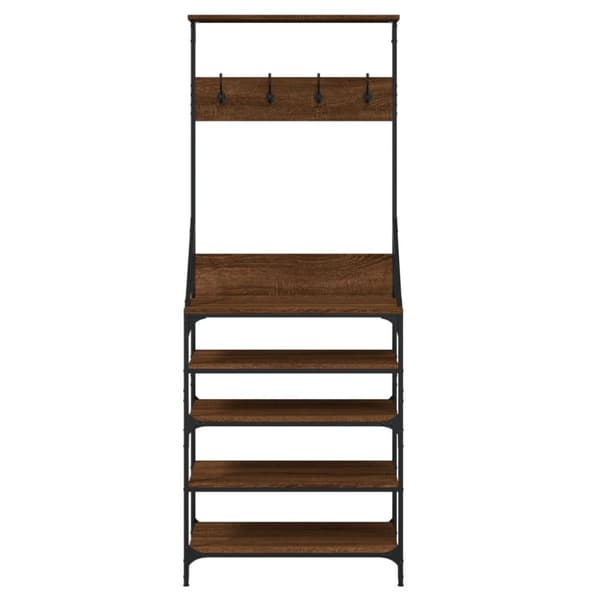 The Living Store tøjstativ med skoopbevaring 70x34x184 cm brun egetræsfarve -  Tøjstativer