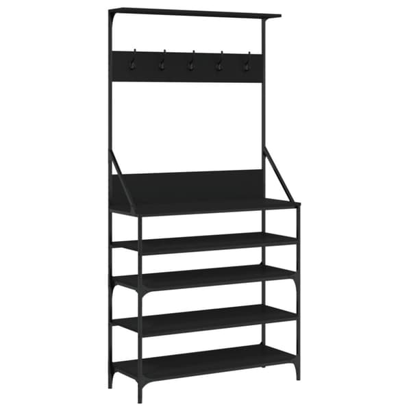 The Living Store tøjstativ med skoopbevaring 90x34x184 cm sort -  Tøjstativer