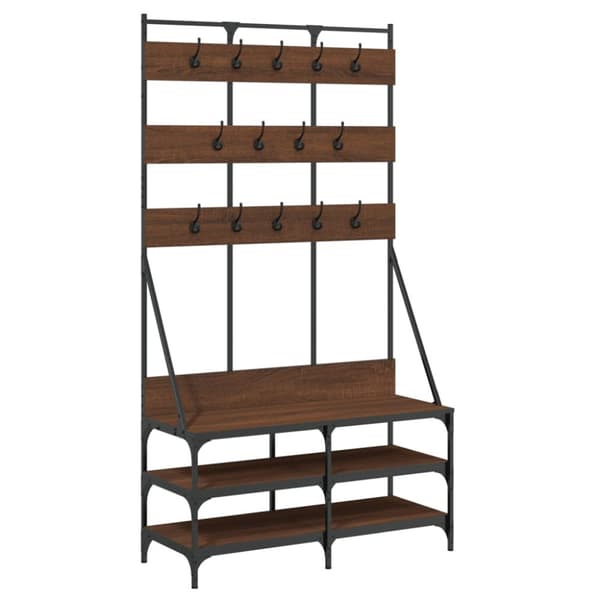 The Living Store tøjstativ med skoopbevaring 100x40x184 cm brun egetræsfarve -  Tøjstativer