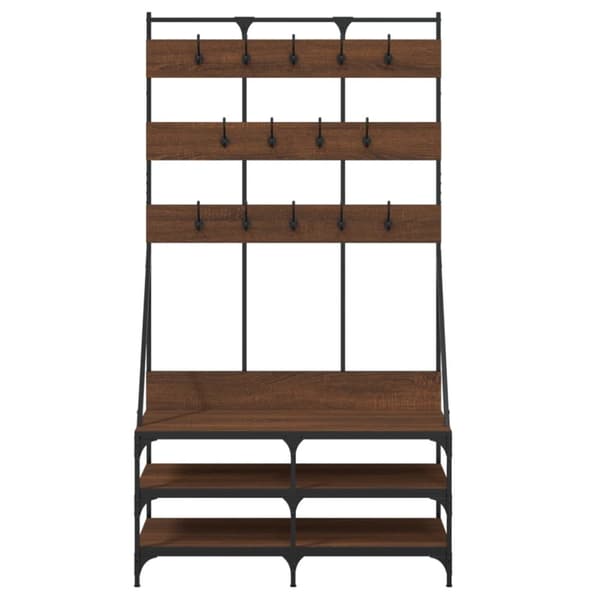 The Living Store tøjstativ med skoopbevaring 100x40x184 cm brun egetræsfarve -  Tøjstativer