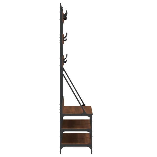The Living Store tøjstativ med skoopbevaring 100x40x184 cm brun egetræsfarve -  Tøjstativer