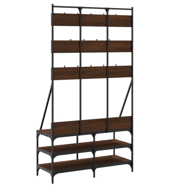 The Living Store tøjstativ med skoopbevaring 100x40x184 cm brun egetræsfarve -  Tøjstativer
