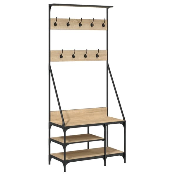 The Living Store tøjstativ med skoopbevaring 80x40x184 cm sonoma-eg -  Tøjstativer